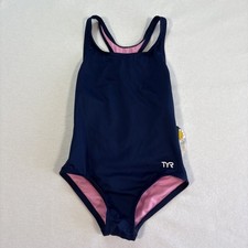 NEW TYR Girls solid Maxfit Swimsuit Navy size 7/8 Medium A51 And A52