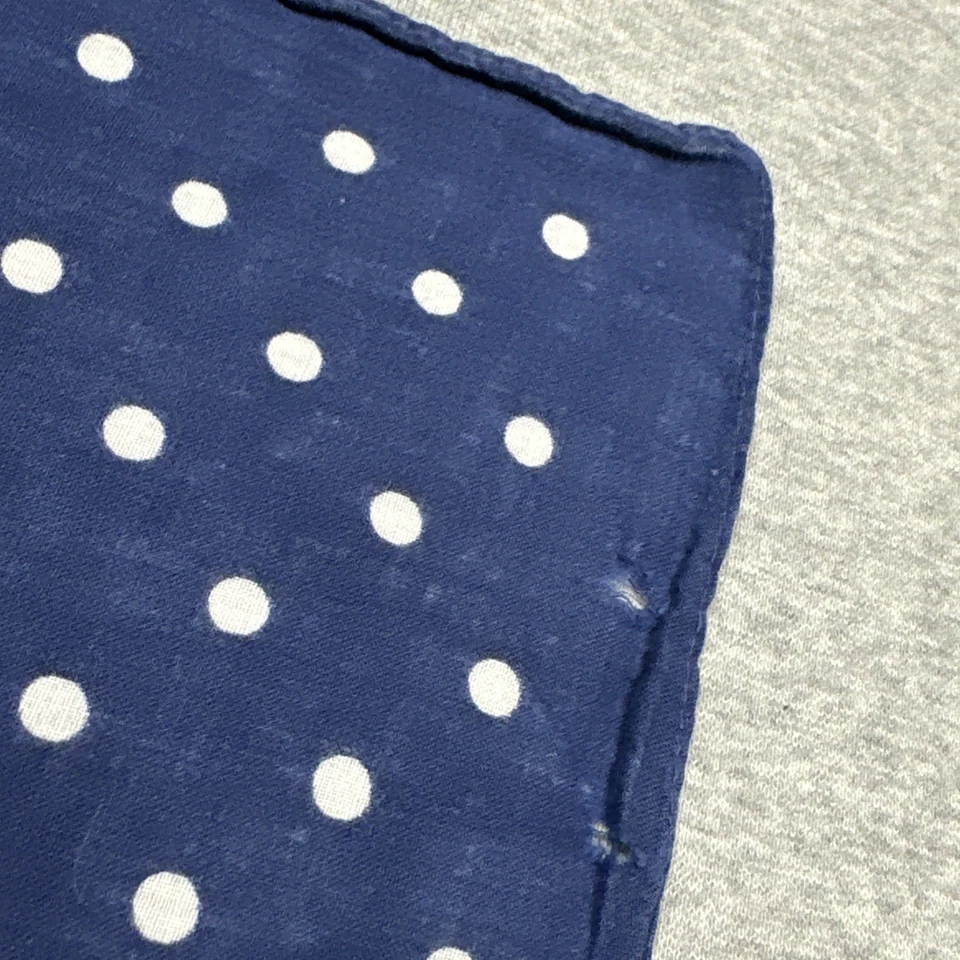 Bandana elefante vintage anos 40 azul cor rápida tronco algodão bolinhas EUA - Imagem 4 de 4