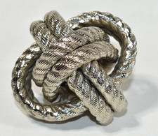 Nautical Rope Silver Metallic Knot Metal Decor Piece 4" Home Table NWOT