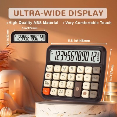 Retro Cute Basic Desk Calculator 12Digit Extra Large LCD Display