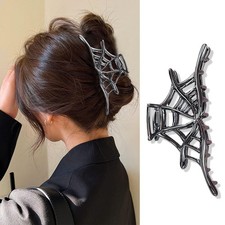 Black Metal Spider Web Hair Claw Clip NonSlip Big Halloween Accessories Women