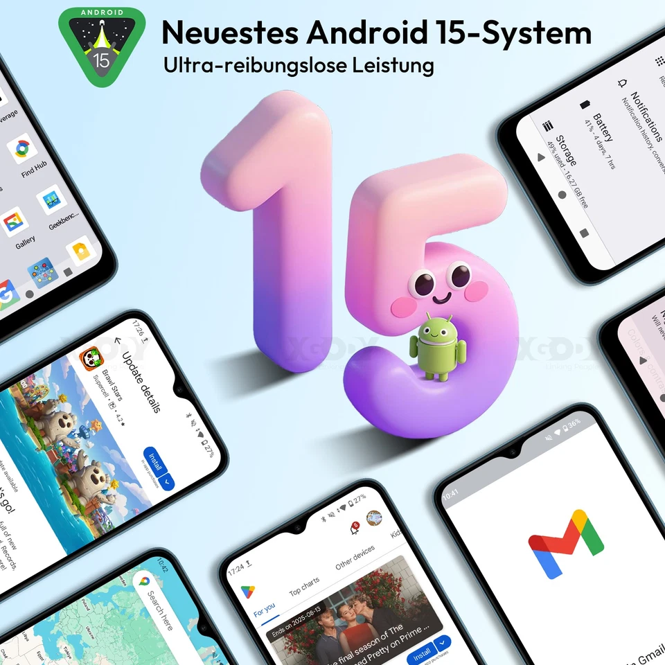 Neu Smartphone Android 15 Ohne Vertrag Handy 7GB+32GB Octa Core 6,5 Zoll 4G 2SIM - Bild 3 von 4