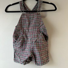 The Childrens Place Plaid Shortall Overalls Kids 3T Red Green Good Vintage 90s