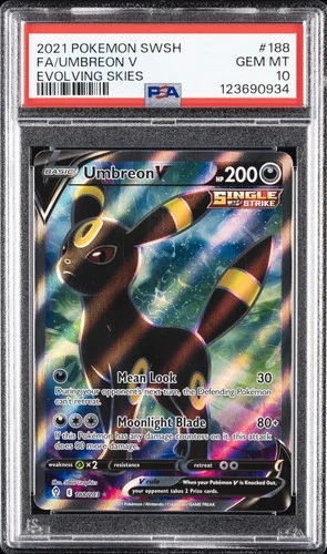 2021 POKEMON SWORD & SHIELD EVOLVING SKIES #188 FULL ART/UMBREON V PSA 10