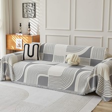 Boho Couch Cover Sofa Covers Washable, Chenille Couch Covers for 3 Cushion Co...
