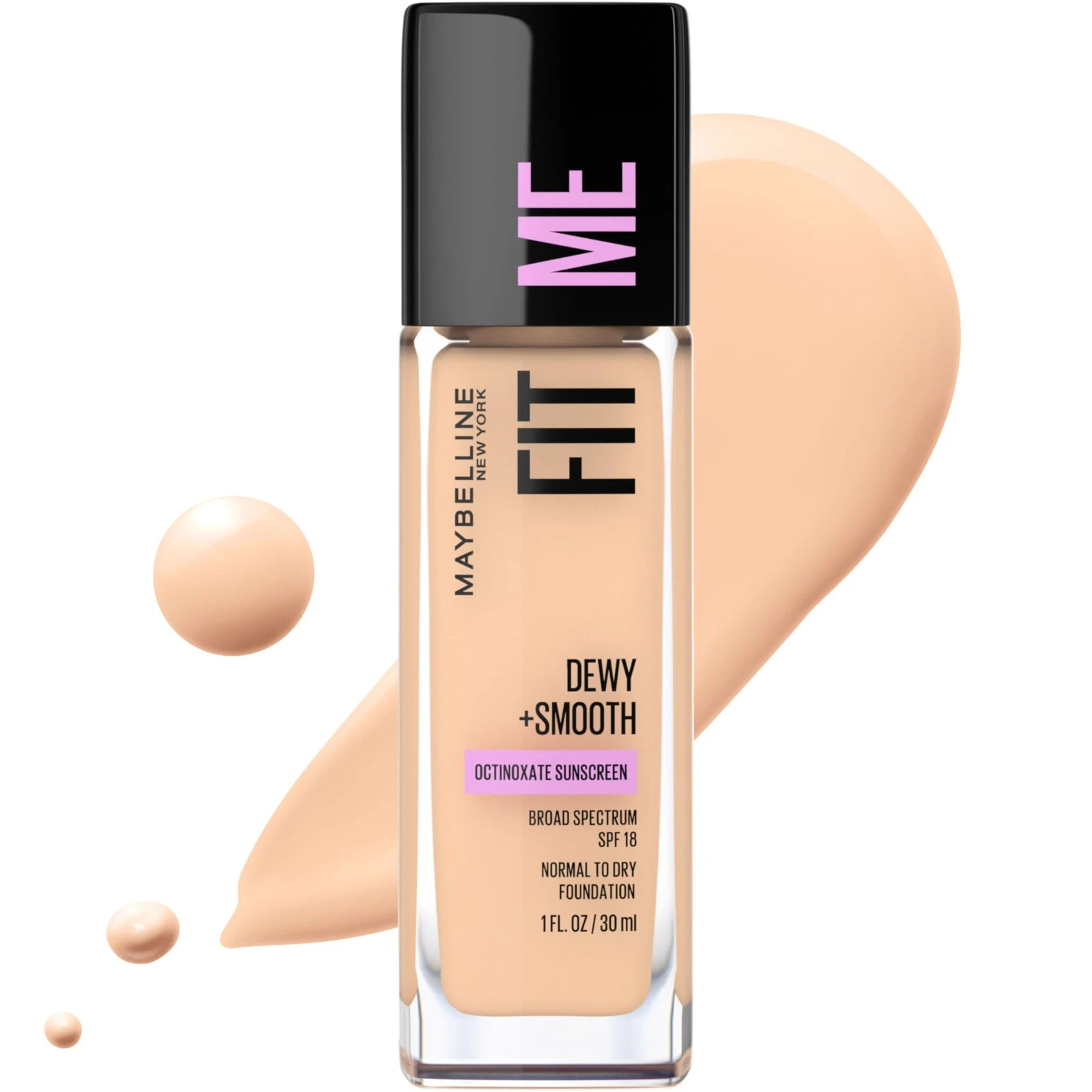 Maybelline Fit Me Dewy Foundation 1 Fl Oz SPF 18 Natural Finish Porcelain