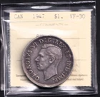 Canada 1947 $1 One Silver Dollar ICCS Certified VF-30 Blunt 7 Variety Rare Date