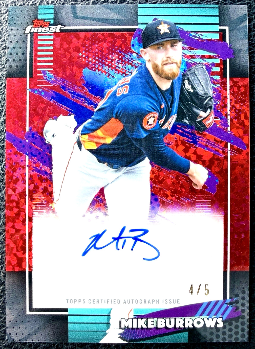 2026 Topps Finest Mike Burrows Red Mini Diamond Auto /5 #FMA-MBU Astros