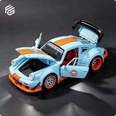 FG 1:64 Porsche 930 RWB Wide-body Modified Gulf Oil Full-open Alloy Car Model