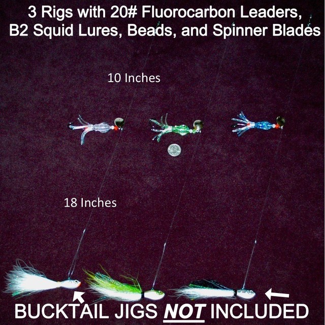 FLUKE FLOUNDER FLUOROCARBON BUCKTAIL HI LOW B2 SQUID RIGS JIGS LURES