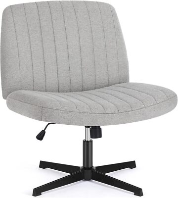 Home Office Fabric Vanity Chair Armless Cross Legged Desk Modern Swivel Chairs