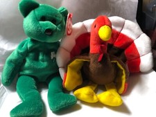 Ty Beanie Baby Erin The Bear 1997 & Gobbles The Turkey 1996 (Lot Of Two)