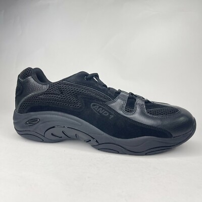AND1 Mens Tai Chi Racer Low Triple Black Basketball Shoes Size 14
