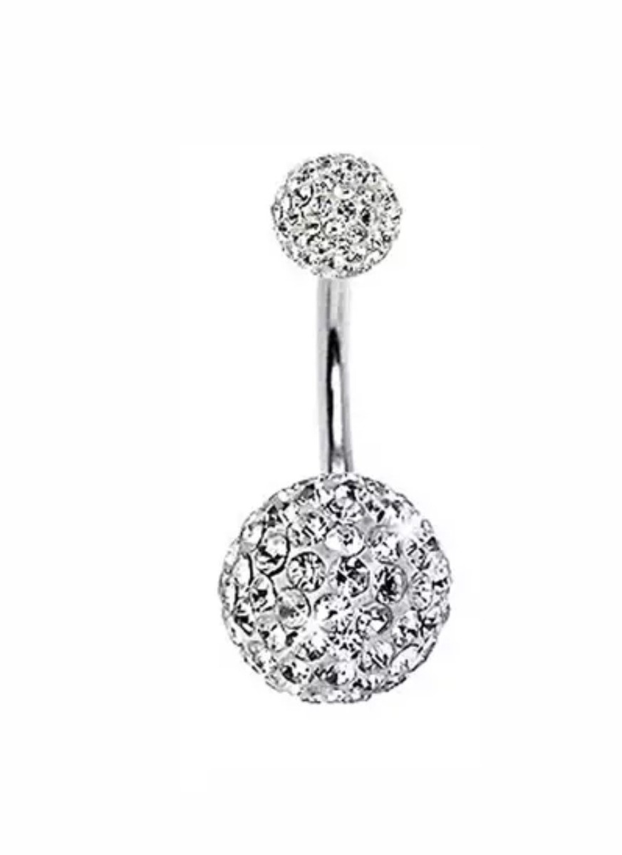 Lovisa Titanium Diamante Flower Belly Bar In Silver