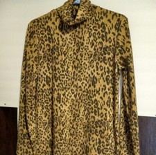 Zara-Leopard Print Medium Turtleneck Long Sleeves Sweater Dress, knee and below 