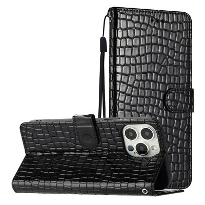 Crocodile Pattern Wallet Phone Case For iPhone Samsung Huawei OPPO Xiaomi 