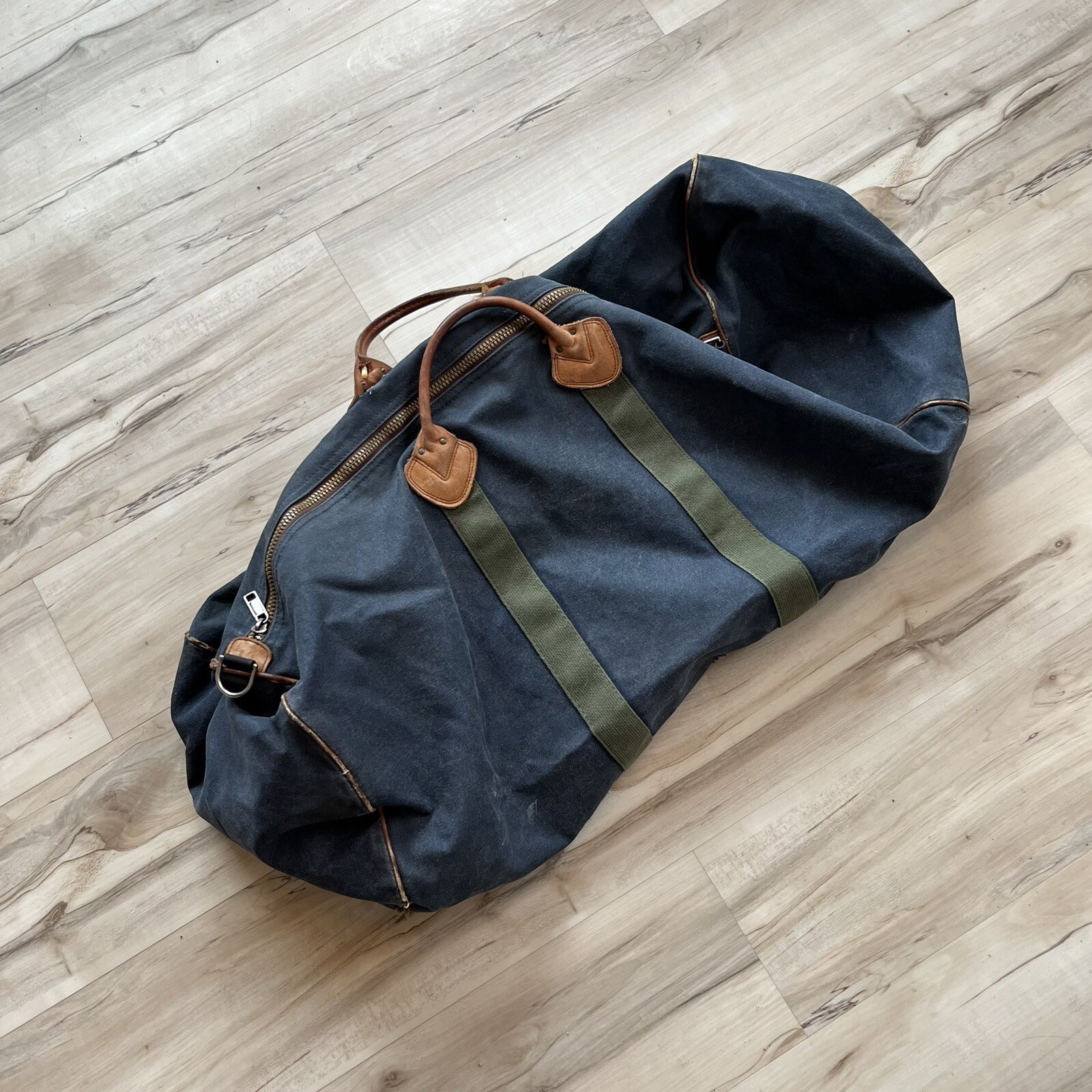 VINTAGE LL BEAN DUFFEL BAG BLUE GREEN 80S TOTE 70S 90… Gem