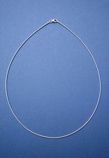 Omega Reif 925 Silber rhodiniert Halsreif mit Karabiner 45 cm lang 1,0 mm stark