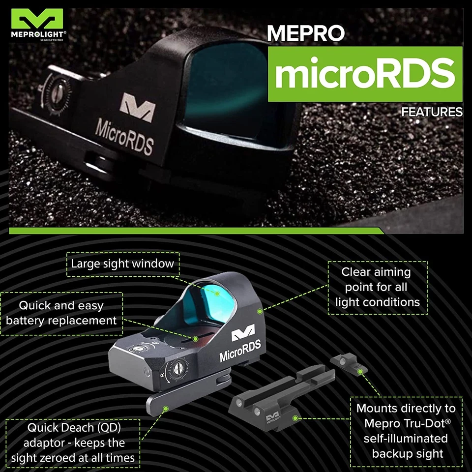Meprolight microRDS Red Dot с адаптером QD и резервным дневным/ночным прицелом 88070506 - Изображение 3 из 4