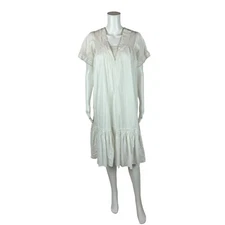 Vintage White Sundress Women's M Cotton Made In India Tiered Summer Dress Boho