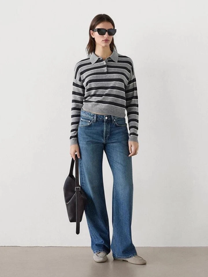 Massimo Dutti Striped Wool Blend Sweater for Women - Image 3 of 4