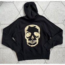 Sudadera con Capucha Negra Calavera Lámina Dorada Zadig & Voltaire Talla Grande Nueva con Etiquetas