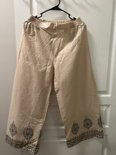 Ladies Asian Pakistani Indian Embroidered Cigarette Capri Trousers cotton large