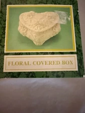 Ceramic Bisque Jewelry Box Trinket Dresser Dish Lidded Floral Roses