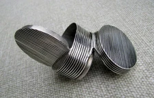 FINE 1804 SILVER RARE OVAL RIBBED POCKET NUTMEG GRATER 8 HALLMARKS / LONDON