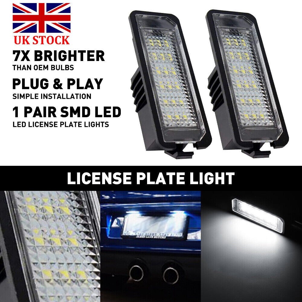 2x LED Number Plate Light VW Golf GTI MK4 MK5 MK6 Passat Polo Eos