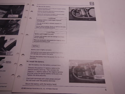 1993 Honda CN250 Helix Fusion Spazio Set Up Instructions Manual CN