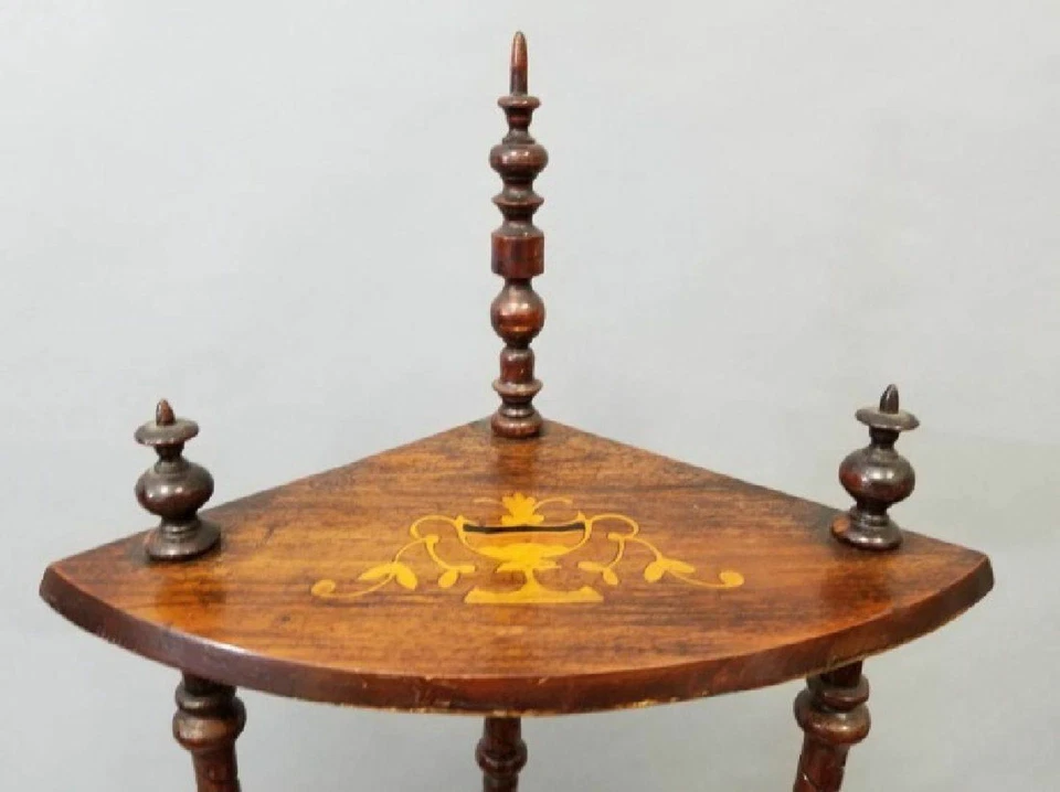 ВИНТАЖНЫЙ АНТИКВАРНЫЙ УГОЛ ИЗ КРАСНОГО ДЕРЕВА, ЧТО НЕ ПОЛКА С ЦВЕТОЧНЫМИ ВСТАВКАМИ УРНЫ - Изображение 3 из 4