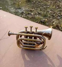 Solid Brass Antique Golden finish Trumpet Pocket Trumpet Mouthpiece Decorative