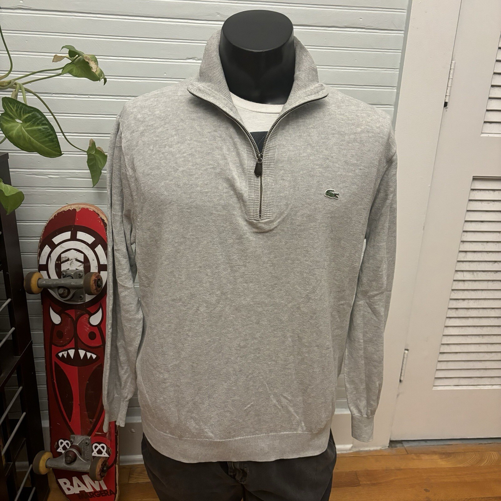 Lacoste Mens Sweatshirt  1/4 Zip Pullover Sweater 6 Crocodile Stand Up Collar
