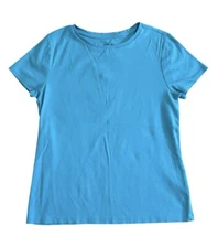 Chico's True Color Women’s Cotton T-Shirt Aqua Turquoise Short Sleeve Sz 1 (M)