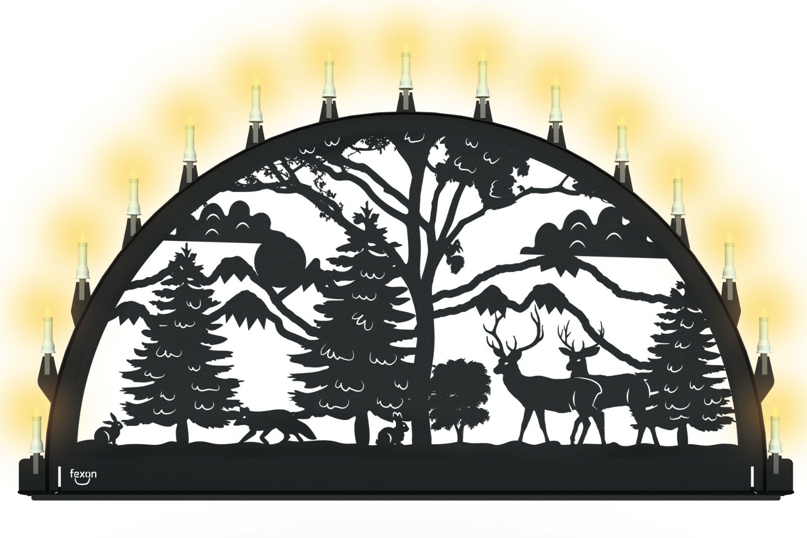 Außen-Schwibbogen Lichterbogen 150cm Erzgebirge Waldtiere Metall XXL Rostfrei