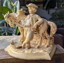 Eichwald Horse & Rider Ceramic Smoker's Companion, Antique Pipe Stand, Figurine 