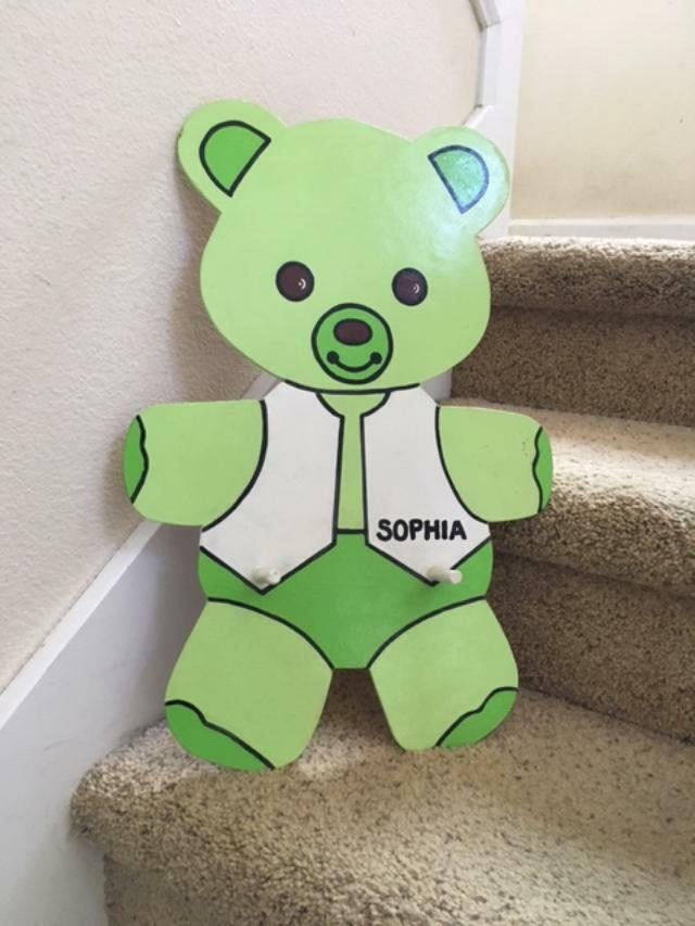 Sophia Handmade Bear Coat Rack Green Wooden Bedroom Decor