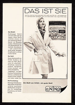 3w1807/ Alte Reklame von 1960 - Ein Stoff von NINO - ein guter Stoff