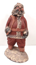 9" Tall Clay Painted Santa Claus Christmas Decoration Figure Folk Art