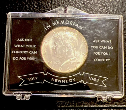 1964 Silver Kennedy Half Dollar Gem BU in Memorial Holder CHRC