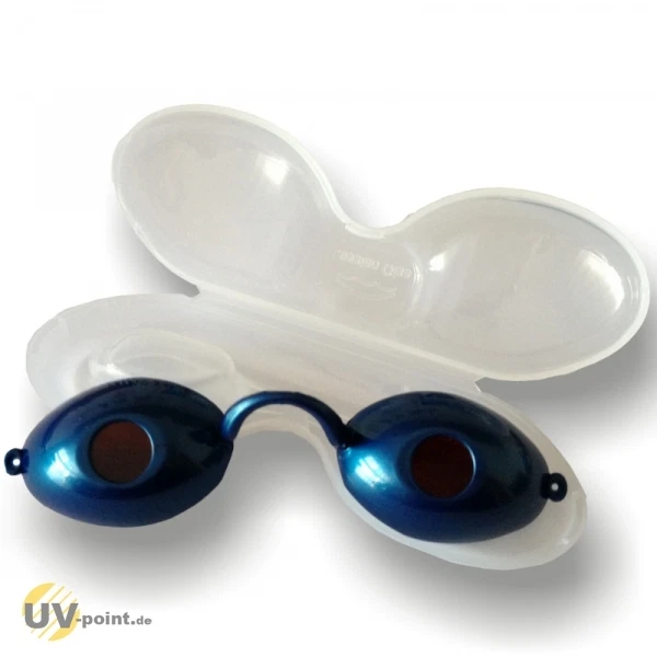 Solarium Gafas de Protección Ocular Gafas UV para Banco de Sol en Estuche (Azul)