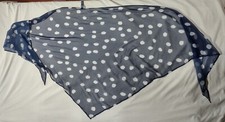 Vintage Triangle Head/Neck Scarf Blue White Polka Dots 30x84 Polyester Anne Cole