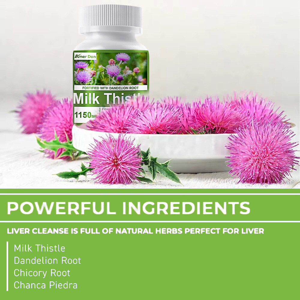 Liver Cleanse & Detox Support Supplement 1600mg with 120 caps + Milk Thistle