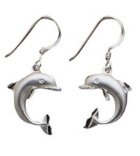 Sterling Silver Dangle Dolphin Earrings