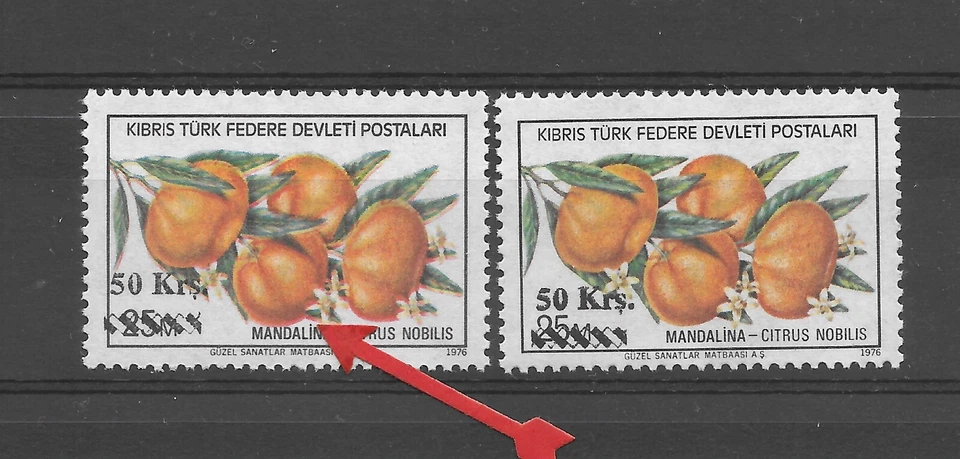 Chipre Error 1979 Mandarín 50k en 25m Naranja Colores Cambio MNH ** Foto 2 de 2
