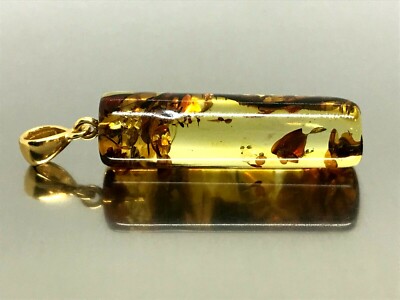 AMBER PENDANT Gift Barrel BALTIC Amber Cylinder Silver 925 Gold Plate 3,6g 17909