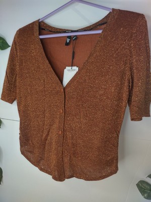 Women's Size Small Copper Glitter Knit Bolero Top By Vero Moda 