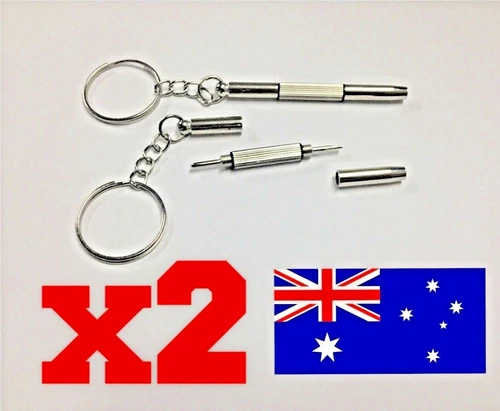2PC Mini 3in1 Phillips Flat Head Screw Screwdriver Repair Tool Keyring Keychain