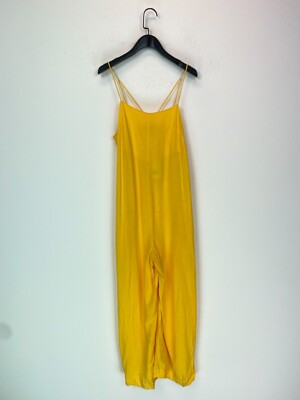 Topshop Yellow Solid Sleeveless Wide Leg Summer Jumpsuit